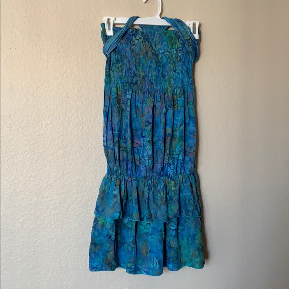 Young fashion blue floral dress one size